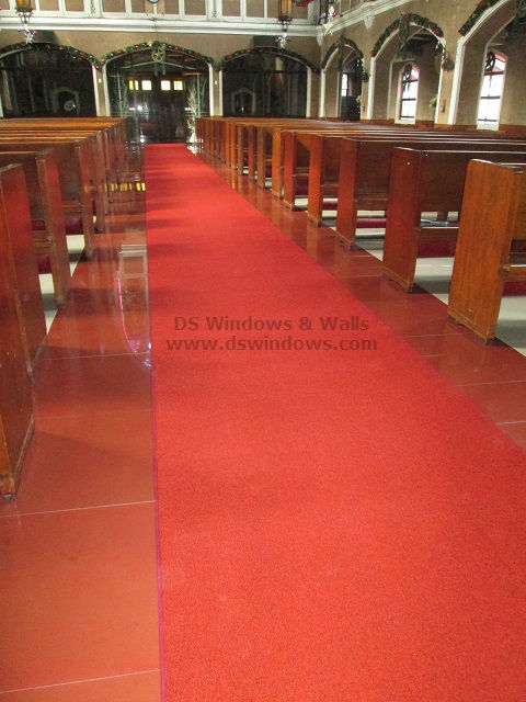 Red Broadloom Carpet Installed in Church Aisle - Ermita Manila, Philippines