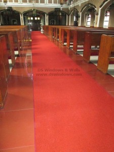 Red Broadloom Carpet Installed in Church Aisle - Ermita Manila, Philippines