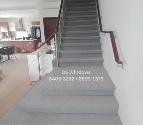 gray carpet stairs