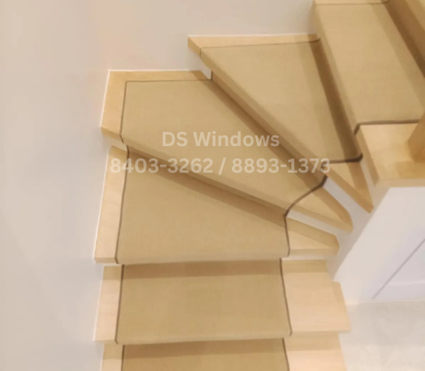 wooden stairs carpet